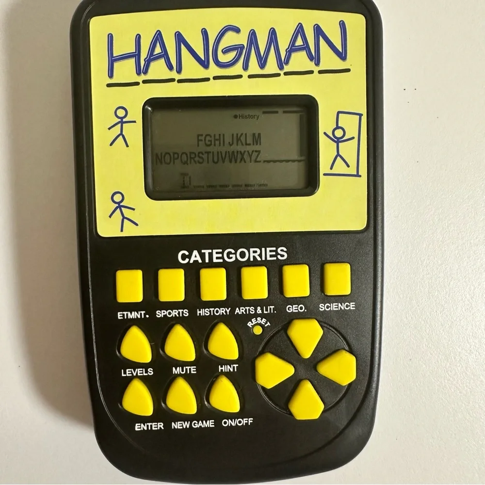 Vintage Electronic Handheld Hangman Game Yellow Black - Works Great
